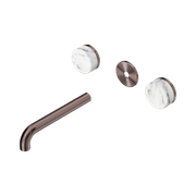 Serenity Wall Basin 185mm Spout + Arabescato Corchia Handle Brushed Bronze gallery detail image