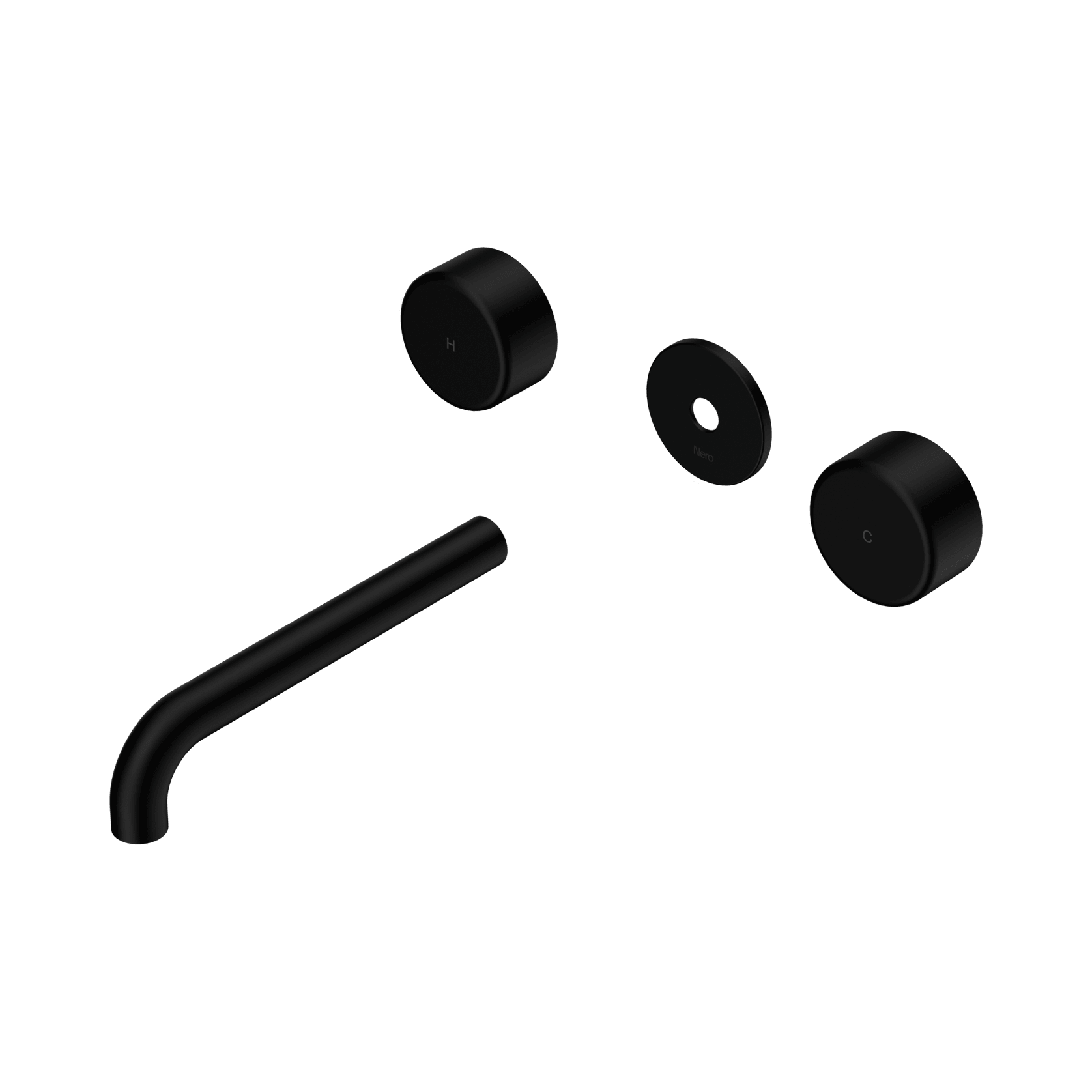 Serenity Wall Basin 185mm Spout + Metal Handle Matte Black gallery detail image