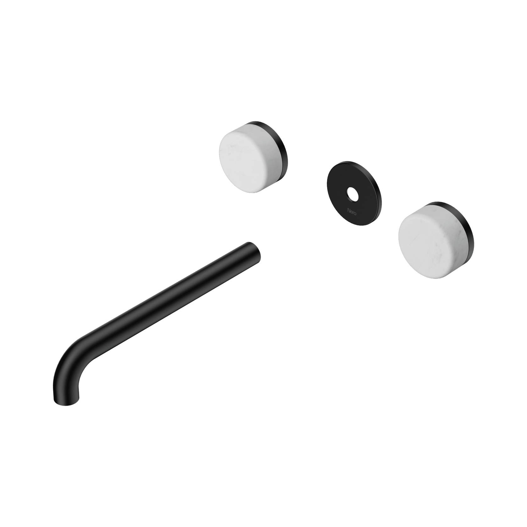 Serenity Wall Basin 220mm Spout + Carrara Handle Matte Black gallery detail image