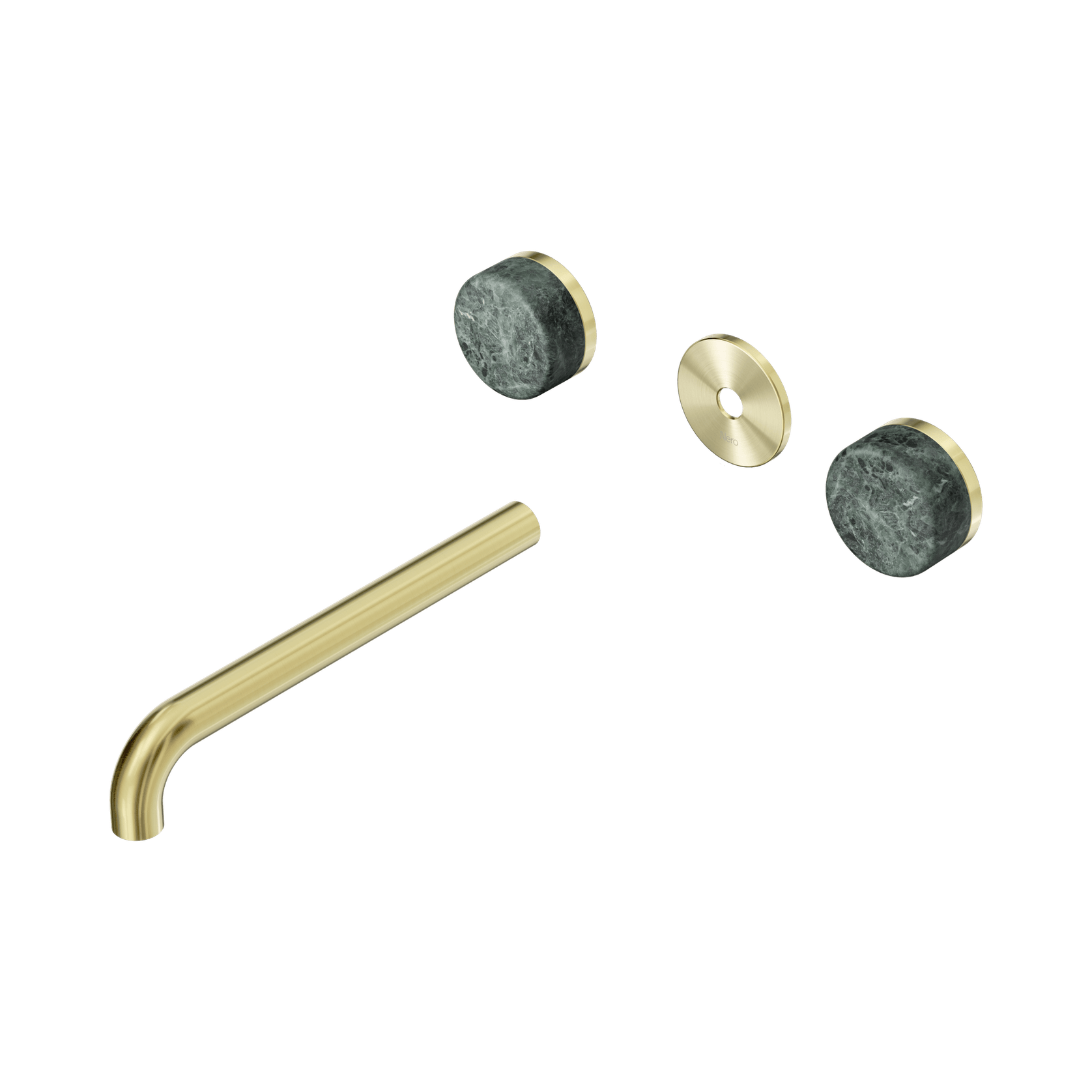 Serenity Wall Basin 220mm Spout + Verde Alpi Handle Brushed Gold gallery detail image