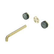 Serenity Wall Basin 220mm Spout + Verde Alpi Handle Brushed Gold gallery detail image