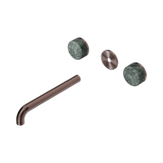 Serenity Wall Basin 220mm Spout + Verde Alpi Handle Brushed Bronze gallery detail image