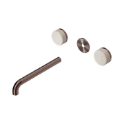 Serenity Wall Basin 220mm Spout + Rome Travertine Handle Brushed Bronze gallery detail image