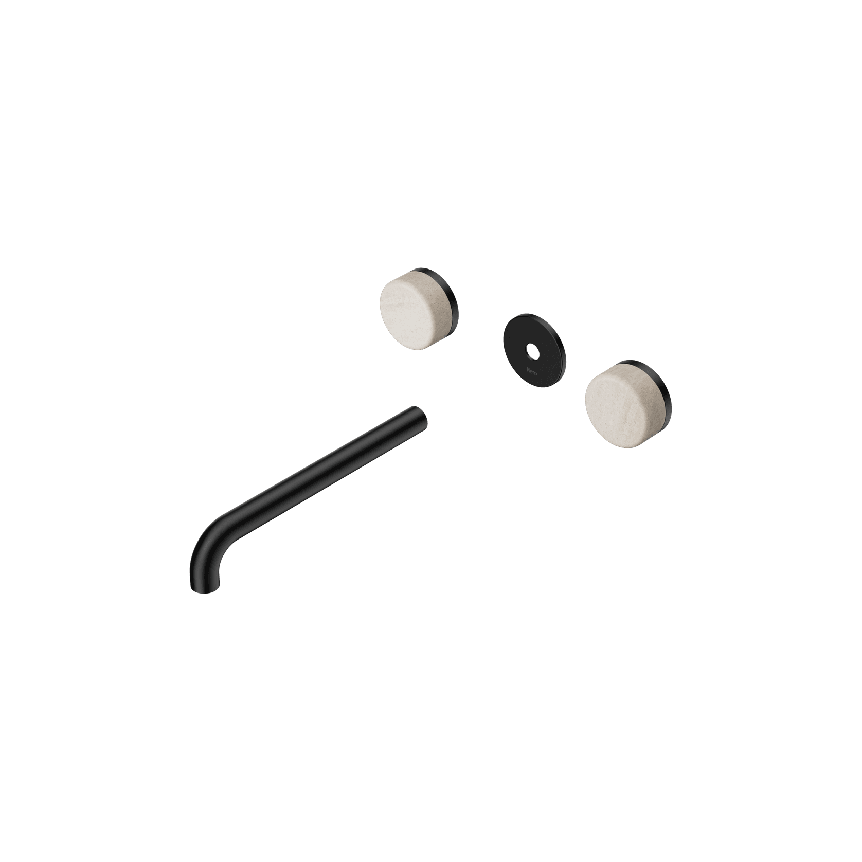 Serenity Wall Basin 220mm Spout + Rome Travertine Handle Matte Black gallery detail image