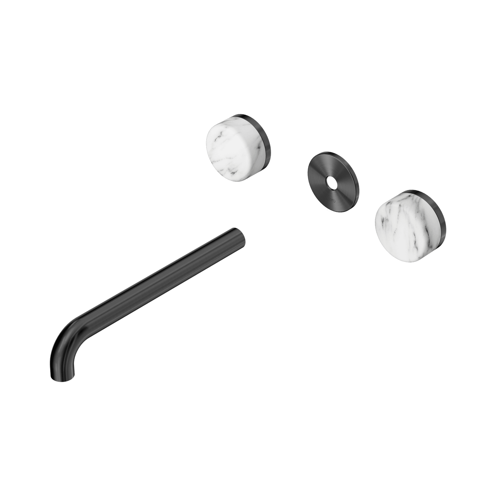 Serenity Wall Basin 220mm Spout + Arabescato Corchia Handle Gun Metal gallery detail image