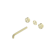 Serenity Wall Basin 220mm Spout + Metal Handle Brushed Gold gallery detail image