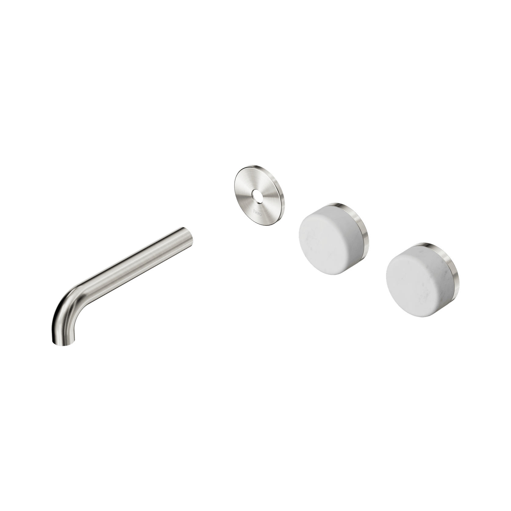 Serenity Wall Basin 160mm Offspout + Carrara Handle Brushed Nickel gallery detail image