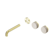 Serenity Wall Basin 160mm Offspout + Rome Travertine Handle Brushed Gold gallery detail image