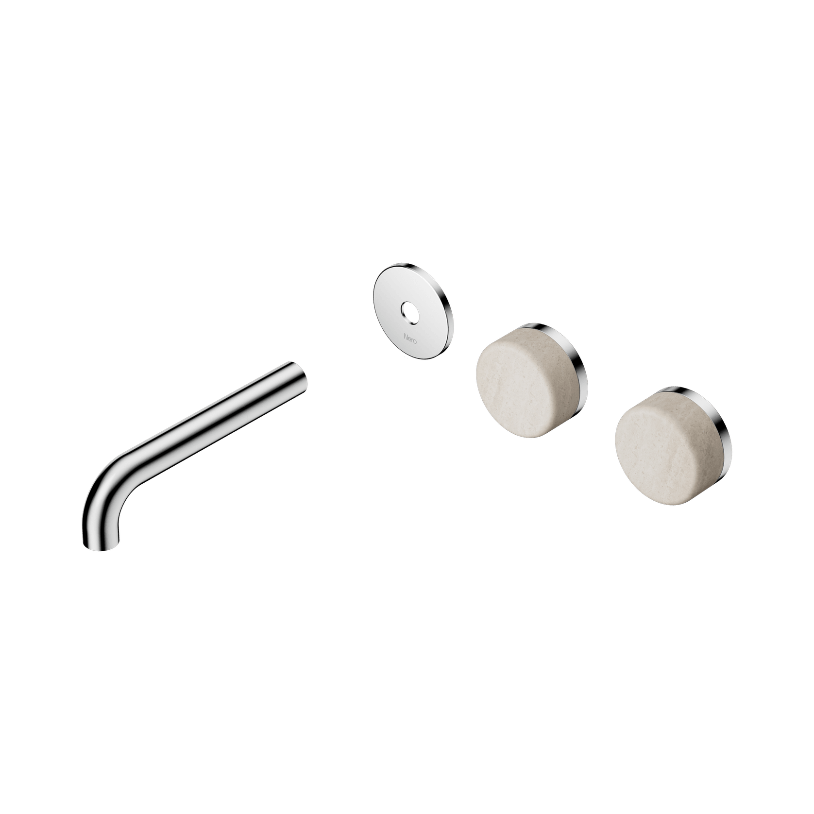 Serenity Wall Basin 160mm Offspout + Rome Travertine Handle Chrome gallery detail image