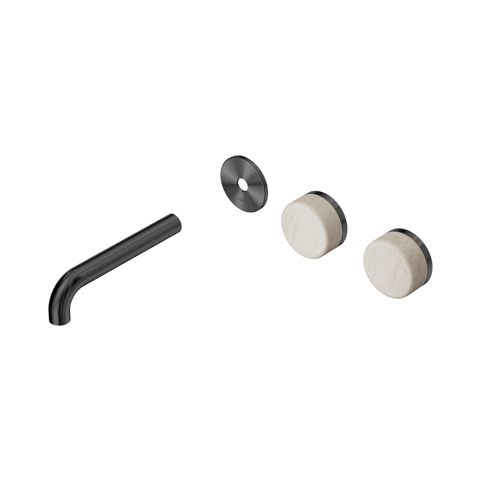 Serenity Wall Basin 160mm Offspout + Rome Travertine Handle Gun Metal gallery detail image