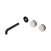 Serenity Wall Basin 160mm Offspout + Rome Travertine Handle Matte Black gallery detail image