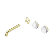 Serenity Wall Basin 160mm Offspout + Arabescato Corchia Handle Brushed Gold gallery detail image