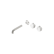 Serenity Wall Basin 160mm Offspout + Arabescato Corchia Handle Brushed Nickel gallery detail image