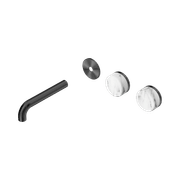 Serenity Wall Basin 160mm Offspout + Arabescato Corchia Handle Gun Metal gallery detail image