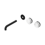 Serenity Wall Basin 160mm Offspout + Arabescato Corchia Handle Matte Black gallery detail image