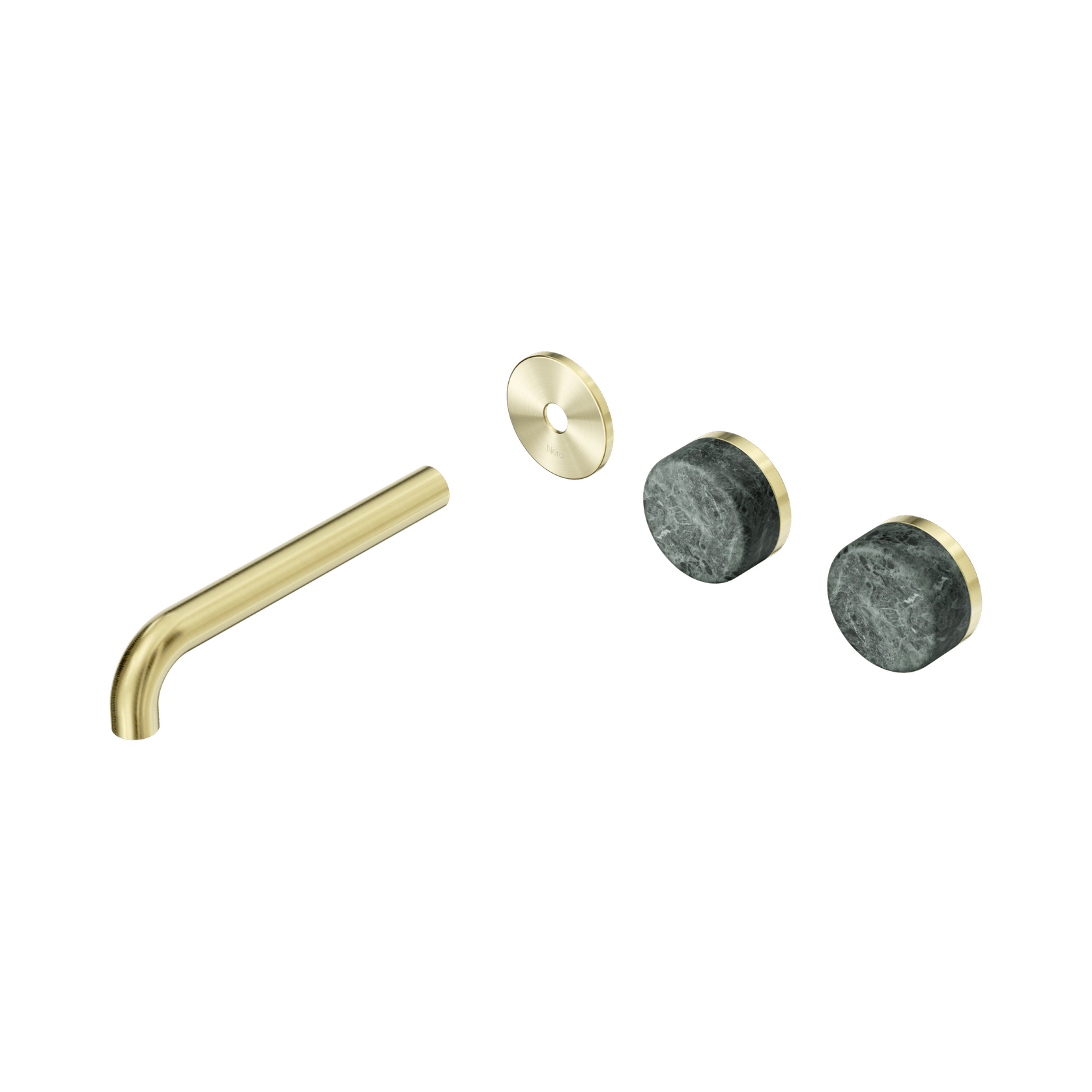 Serenity Wall Basin 185mm Offspout + Verde Alpi Handle Brushed Gold gallery detail image