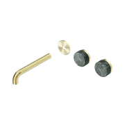 Serenity Wall Basin 185mm Offspout + Verde Alpi Handle Brushed Gold gallery detail image