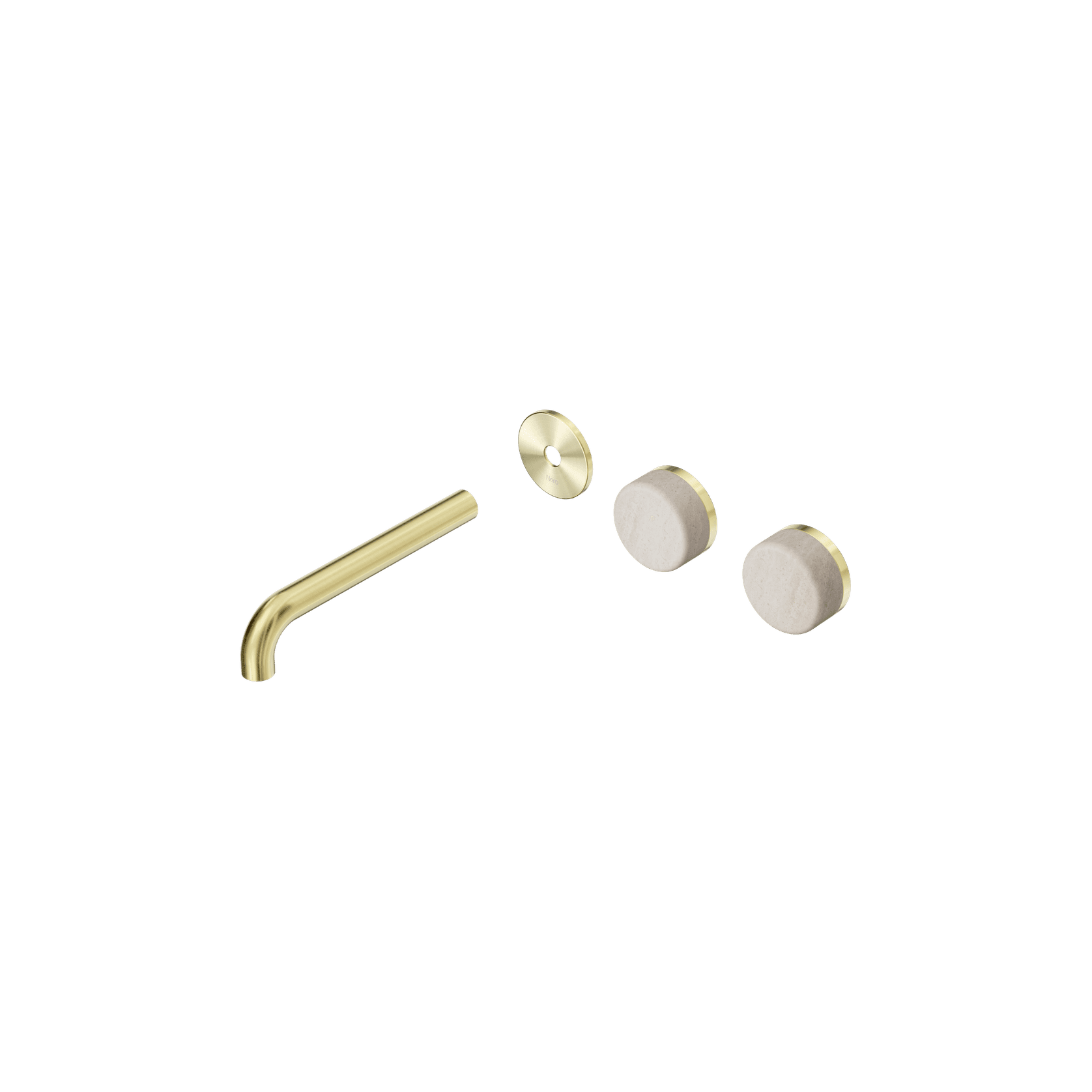 Serenity Wall Basin 185mm Offspout + Rome Travertine Handle Brushed Gold gallery detail image