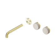 Serenity Wall Basin 185mm Offspout + Rome Travertine Handle Brushed Gold gallery detail image