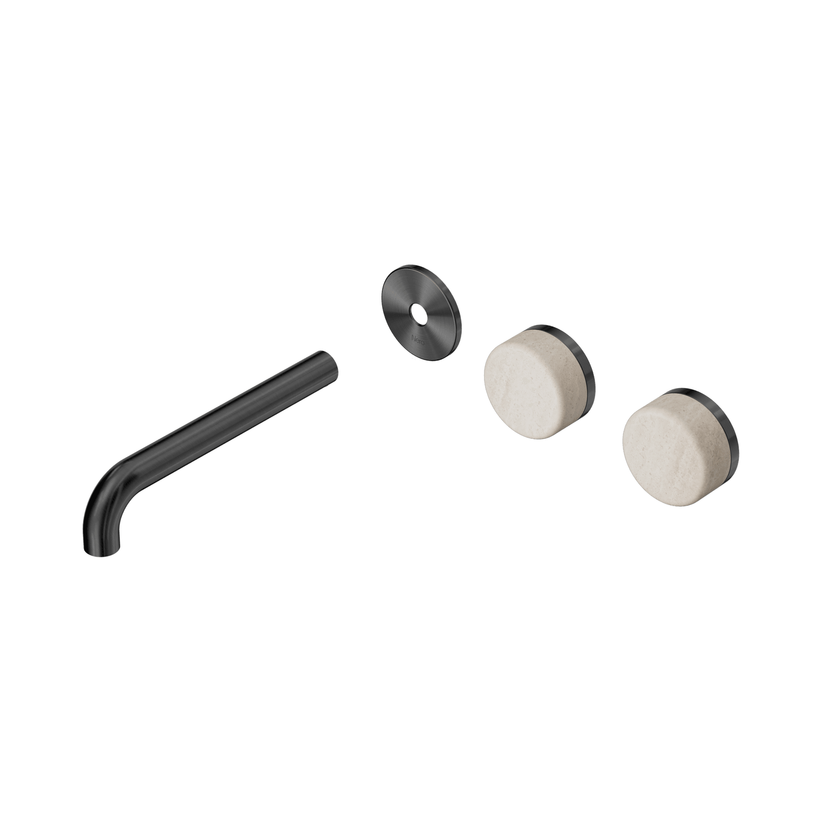 Serenity Wall Basin 185mm Offspout + Rome Travertine Handle Gun Metal gallery detail image