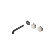 Serenity Wall Basin 185mm Offspout + Rome Travertine Handle Gun Metal gallery detail image