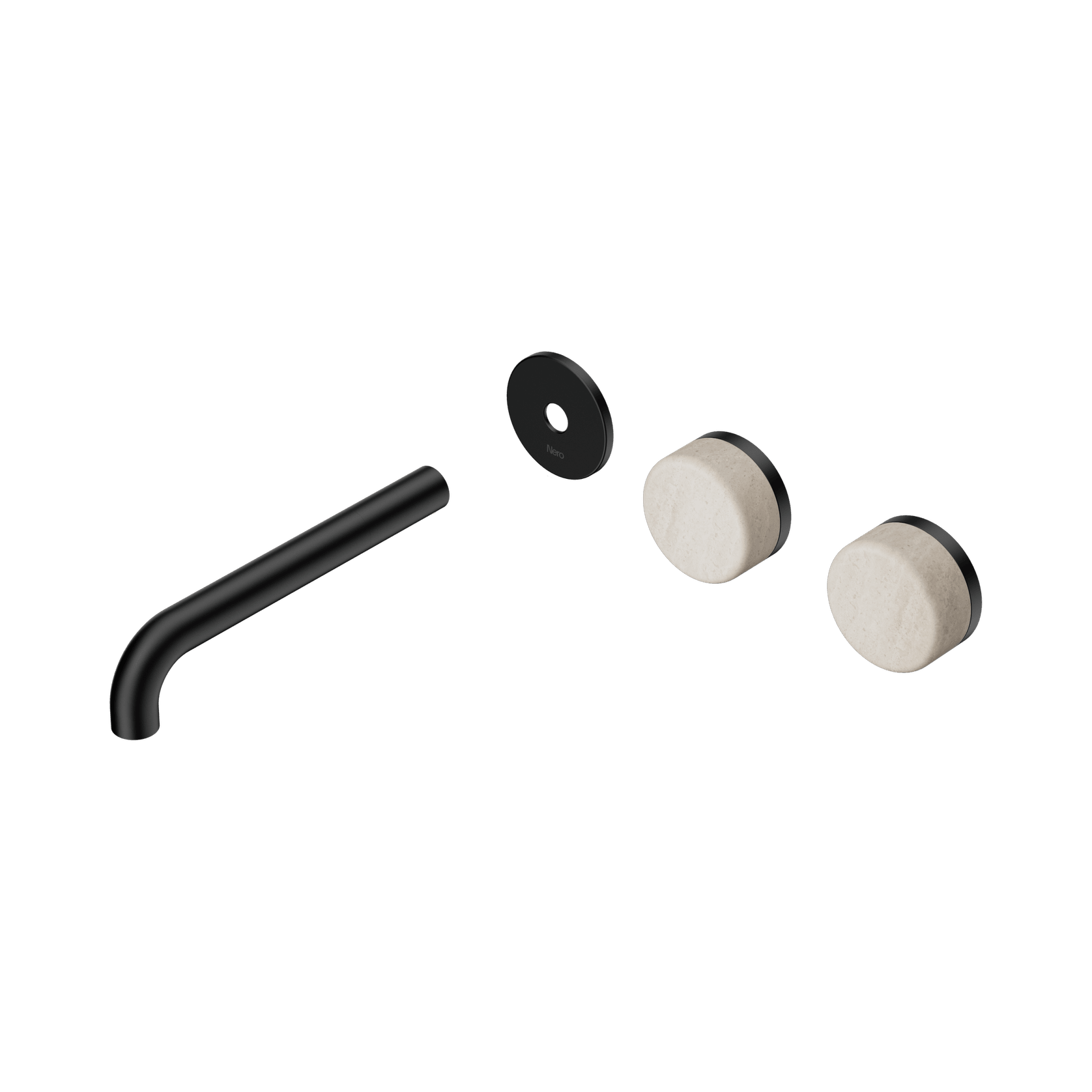 Serenity Wall Basin 185mm Offspout + Rome Travertine Handle Matte Black gallery detail image