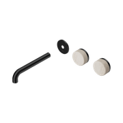 Serenity Wall Basin 185mm Offspout + Rome Travertine Handle Matte Black gallery detail image