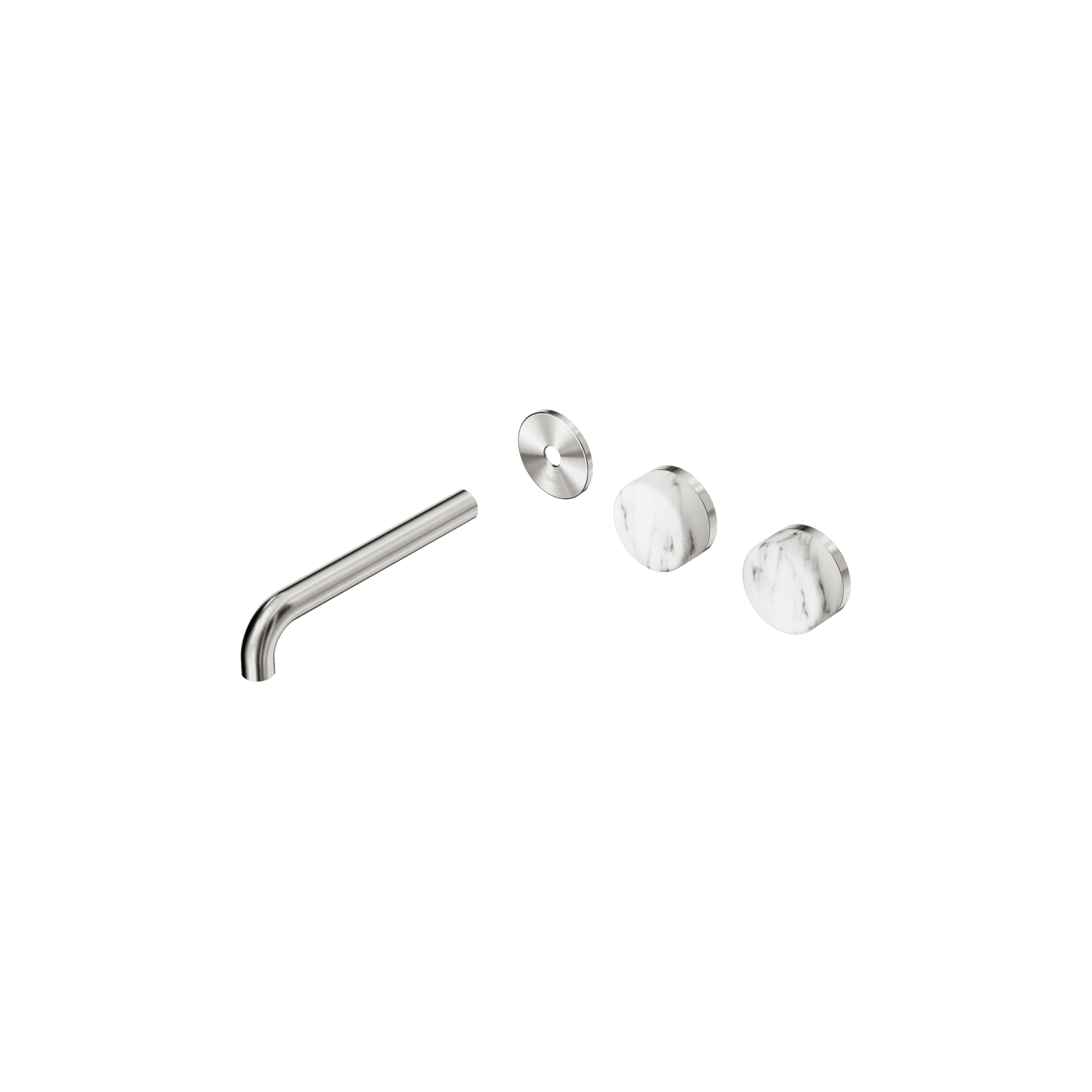 Serenity Wall Basin 185mm Offspout + Arabescato Corchia Handle Brushed Nickel gallery detail image