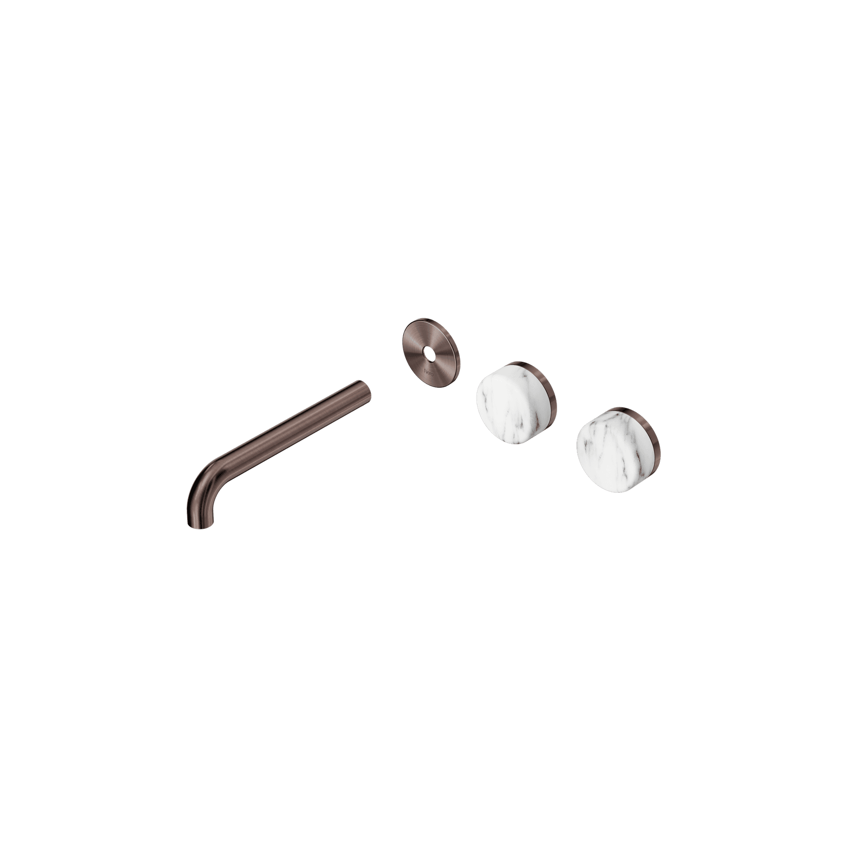 Serenity Wall Basin 185mm Offspout + Arabescato Corchia Handle Brushed Bronze gallery detail image