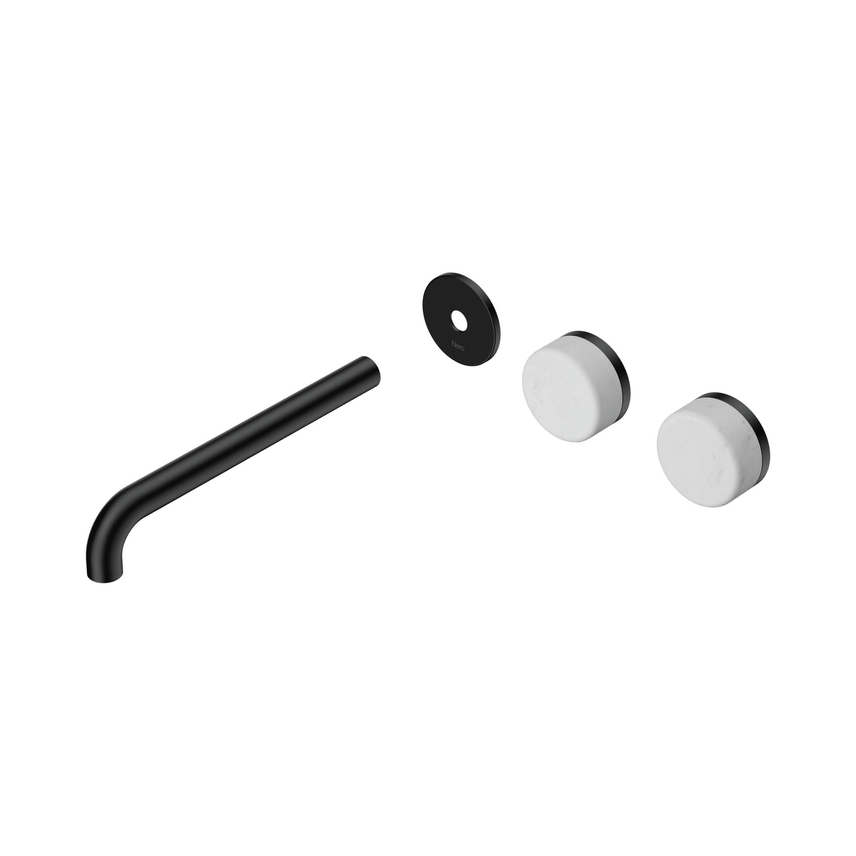 Serenity Wall Basin 220mm Offspout + Carrara Handle Matte Black gallery detail image