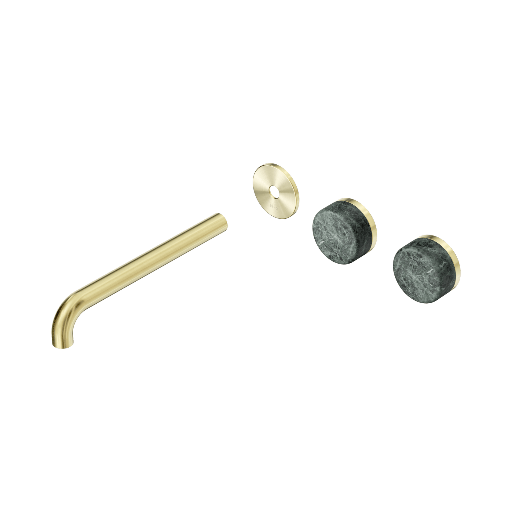 Serenity Wall Basin 220mm Offspout + Verde Alpi Handle Brushed Gold gallery detail image