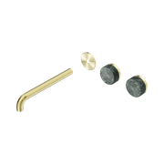 Serenity Wall Basin 220mm Offspout + Verde Alpi Handle Brushed Gold gallery detail image