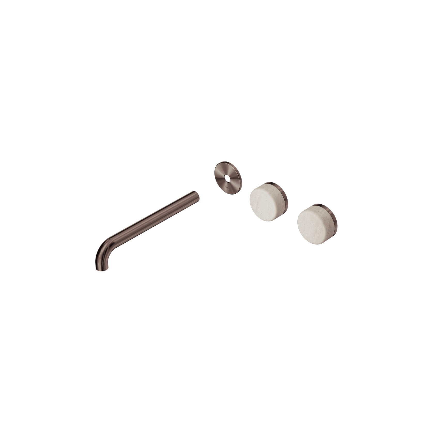 Serenity Wall Basin 220mm Offspout + Rome Travertine Handle Brushed Bronze gallery detail image