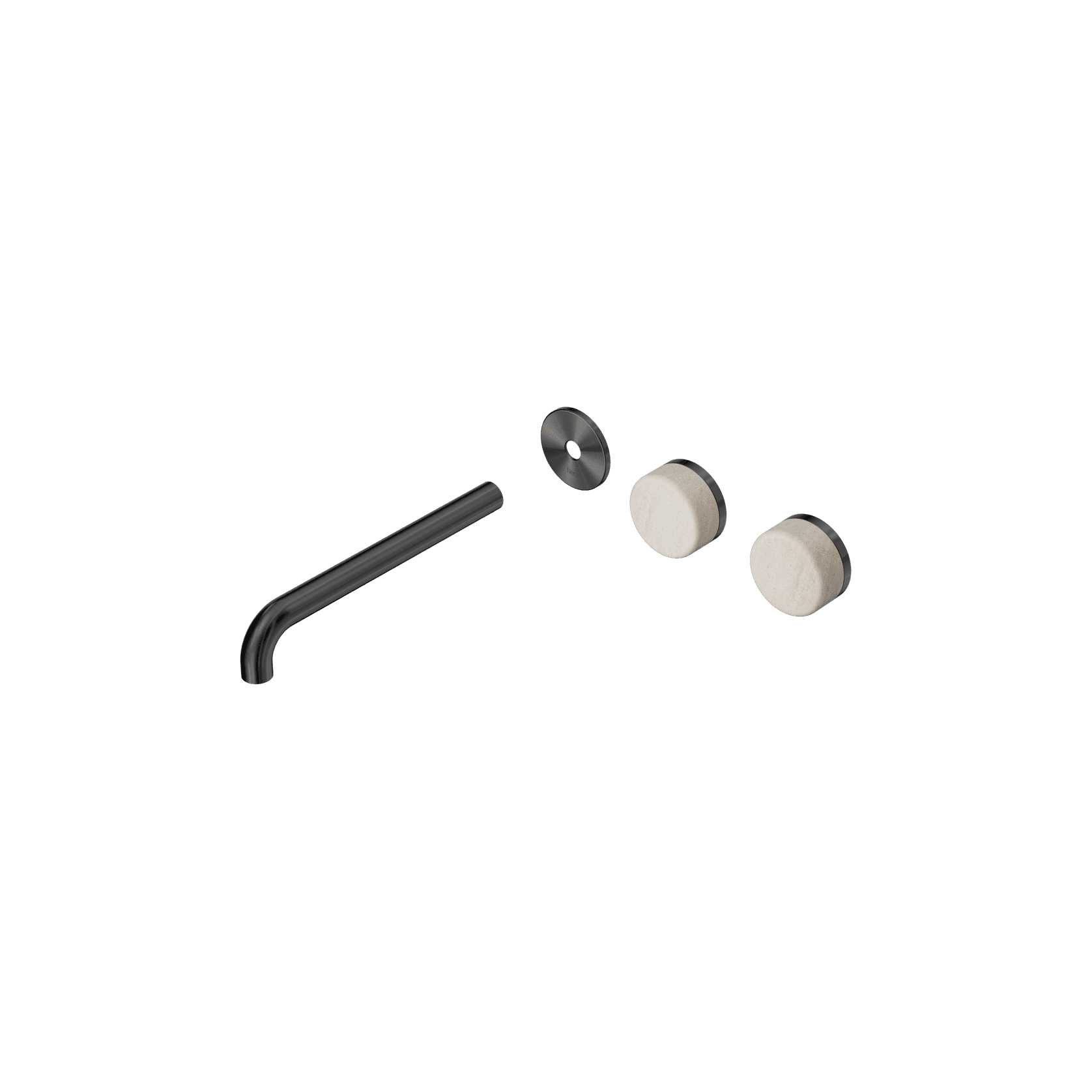 Serenity Wall Basin 220mm Offspout + Rome Travertine Handle Gun Metal gallery detail image