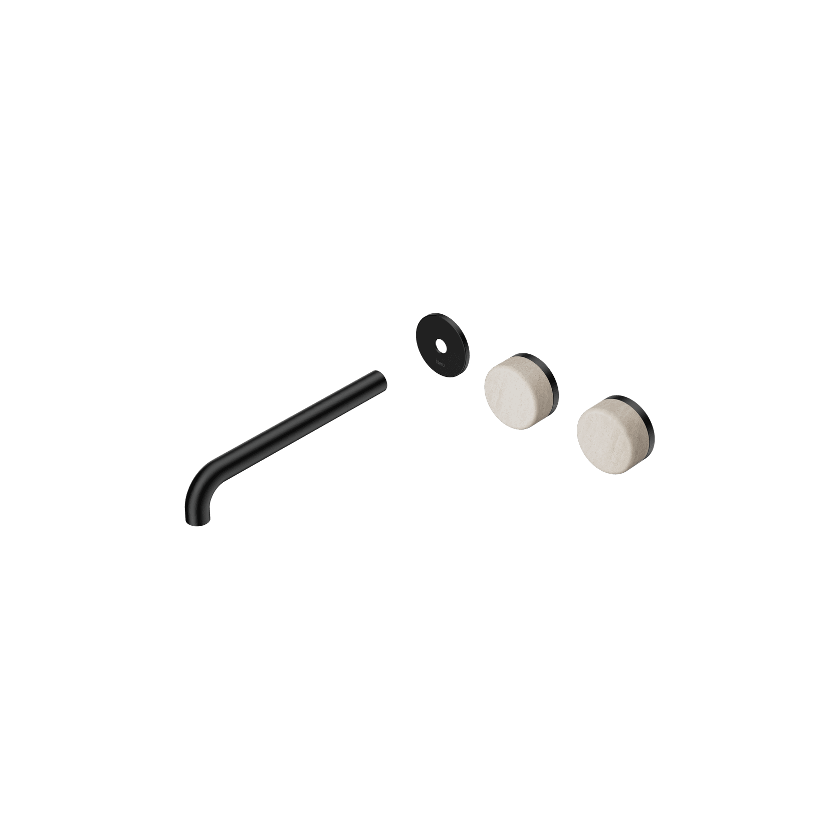 Serenity Wall Basin 220mm Offspout + Rome Travertine Handle Matte Black gallery detail image