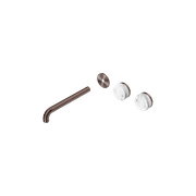 Serenity Wall Basin 220mm Offspout + Arabescato Corchia Handle Brushed Bronze gallery detail image