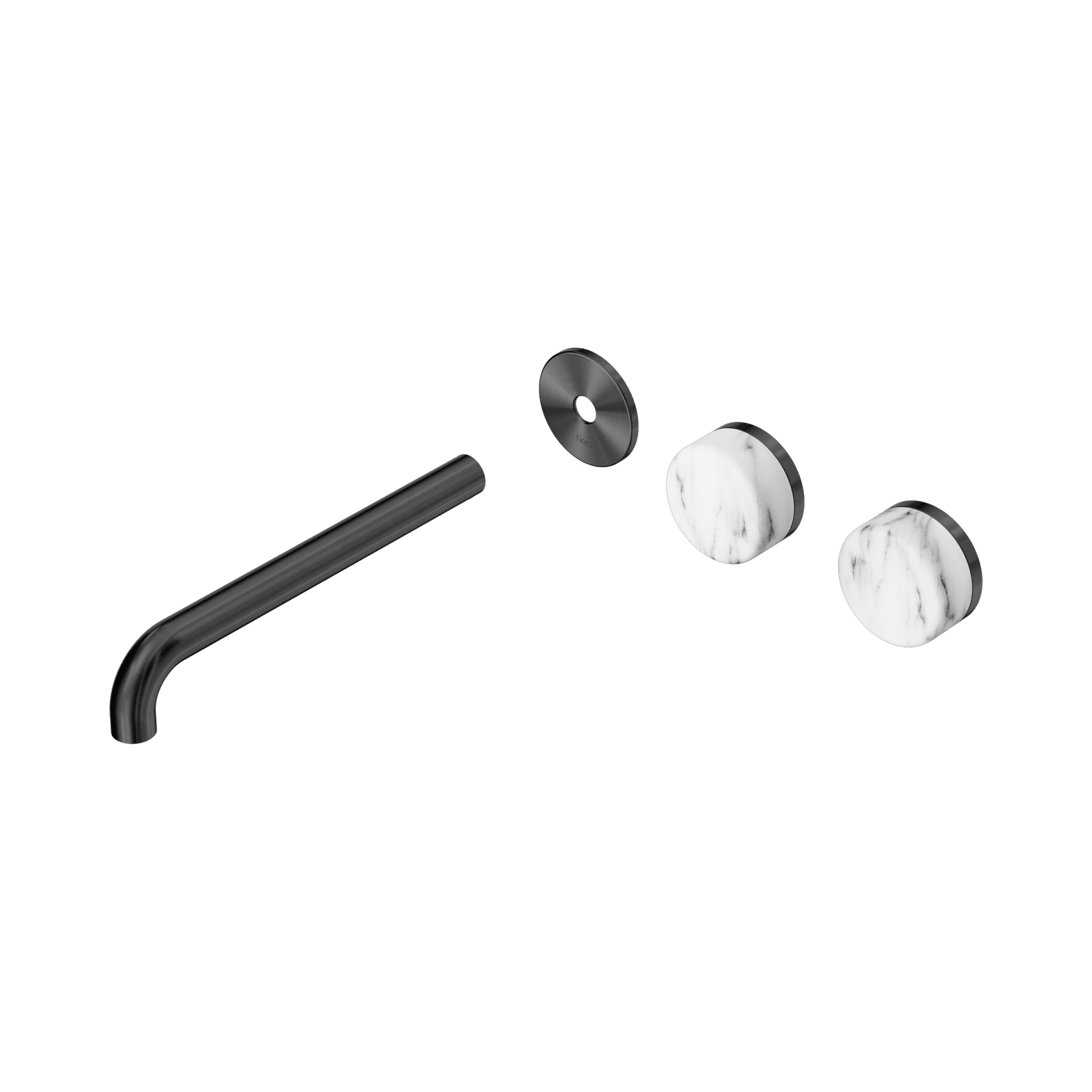 Serenity Wall Basin 220mm Offspout + Arabescato Corchia Handle Gun Metal gallery detail image