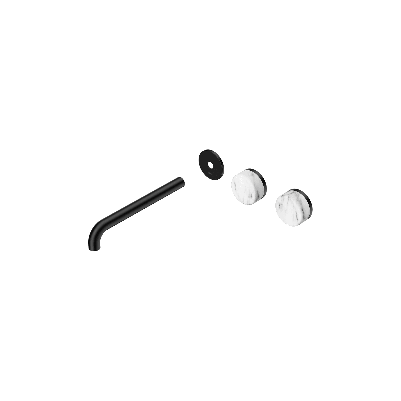 Serenity Wall Basin 220mm Offspout + Arabescato Corchia Handle Matte Black gallery detail image