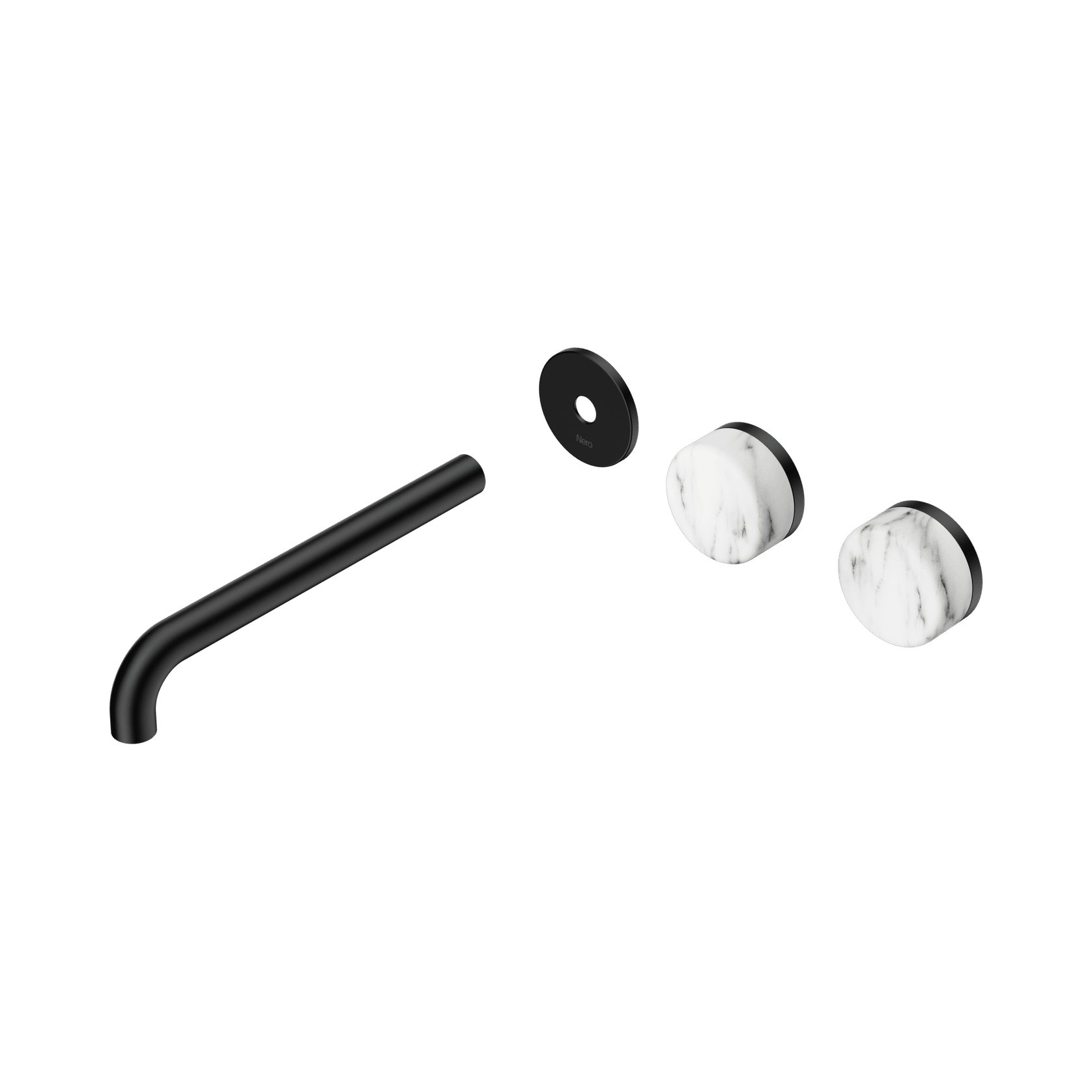 Serenity Wall Basin 220mm Offspout + Arabescato Corchia Handle Matte Black gallery detail image