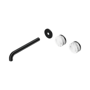 Serenity Wall Basin 220mm Offspout + Arabescato Corchia Handle Matte Black gallery detail image