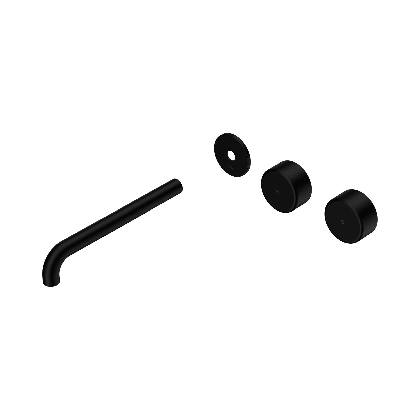 Serenity Wall Basin 220mm Offspout + Metal Handle Matte Black gallery detail image