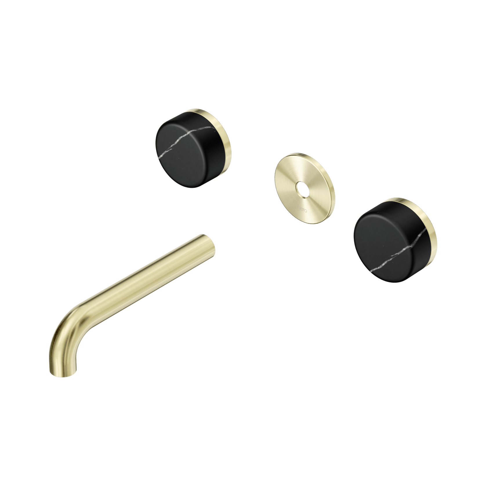 Serenity Wall Basin 160mm Spout + Marquina Black Handle Brushed Gold gallery detail image