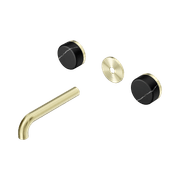 Serenity Wall Basin 160mm Spout + Marquina Black Handle Brushed Gold gallery detail image