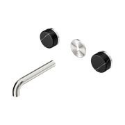 Serenity Wall Basin 160mm Spout + Marquina Black Handle Brushed Nickel gallery detail image