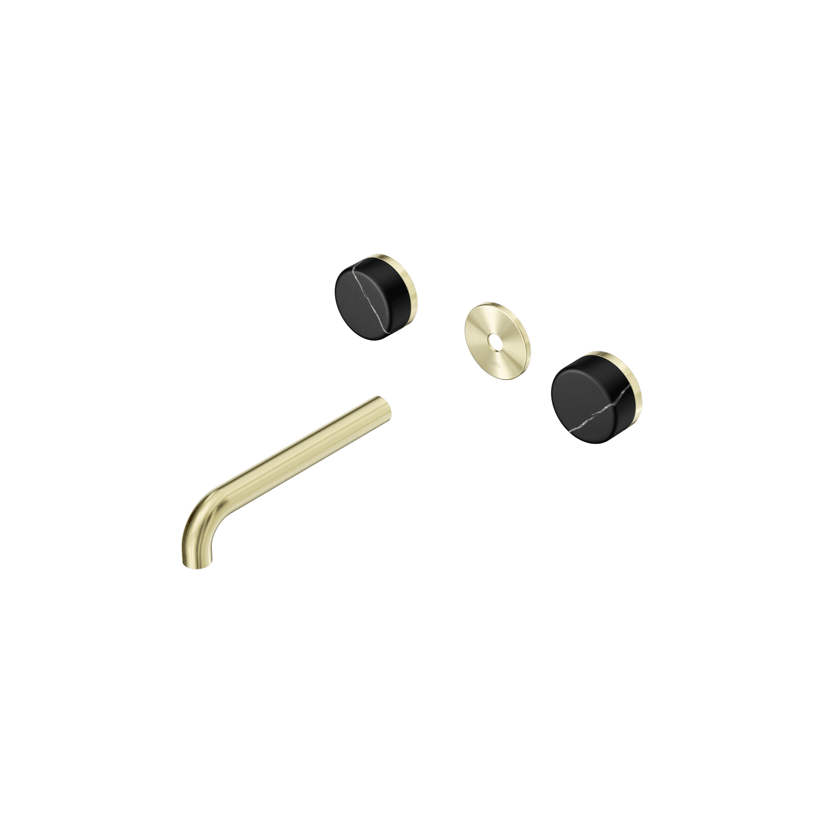 Serenity Wall Basin 185mm Spout + Marquina Black Handle Brushed Gold gallery detail image