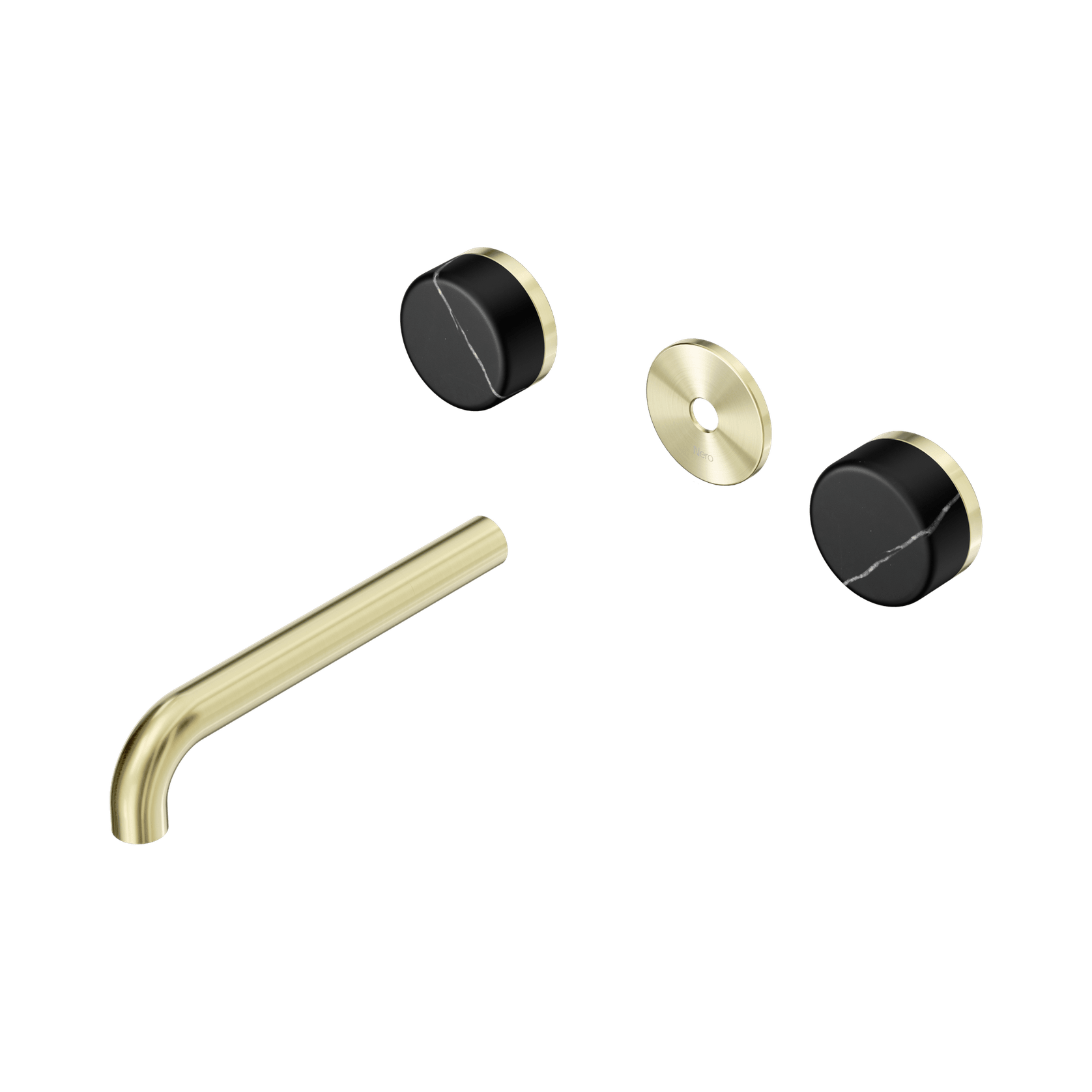 Serenity Wall Basin 185mm Spout + Marquina Black Handle Brushed Gold gallery detail image