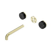 Serenity Wall Basin 185mm Spout + Marquina Black Handle Brushed Gold gallery detail image