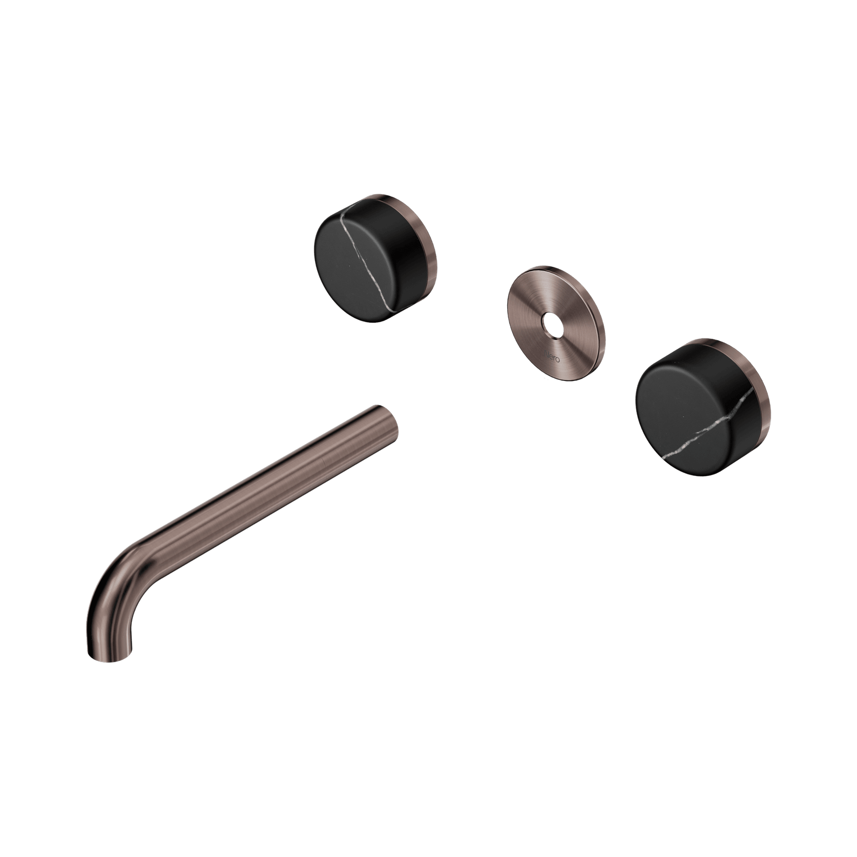 Serenity Wall Basin 185mm Spout + Marquina Black Handle Brushed Bronze gallery detail image