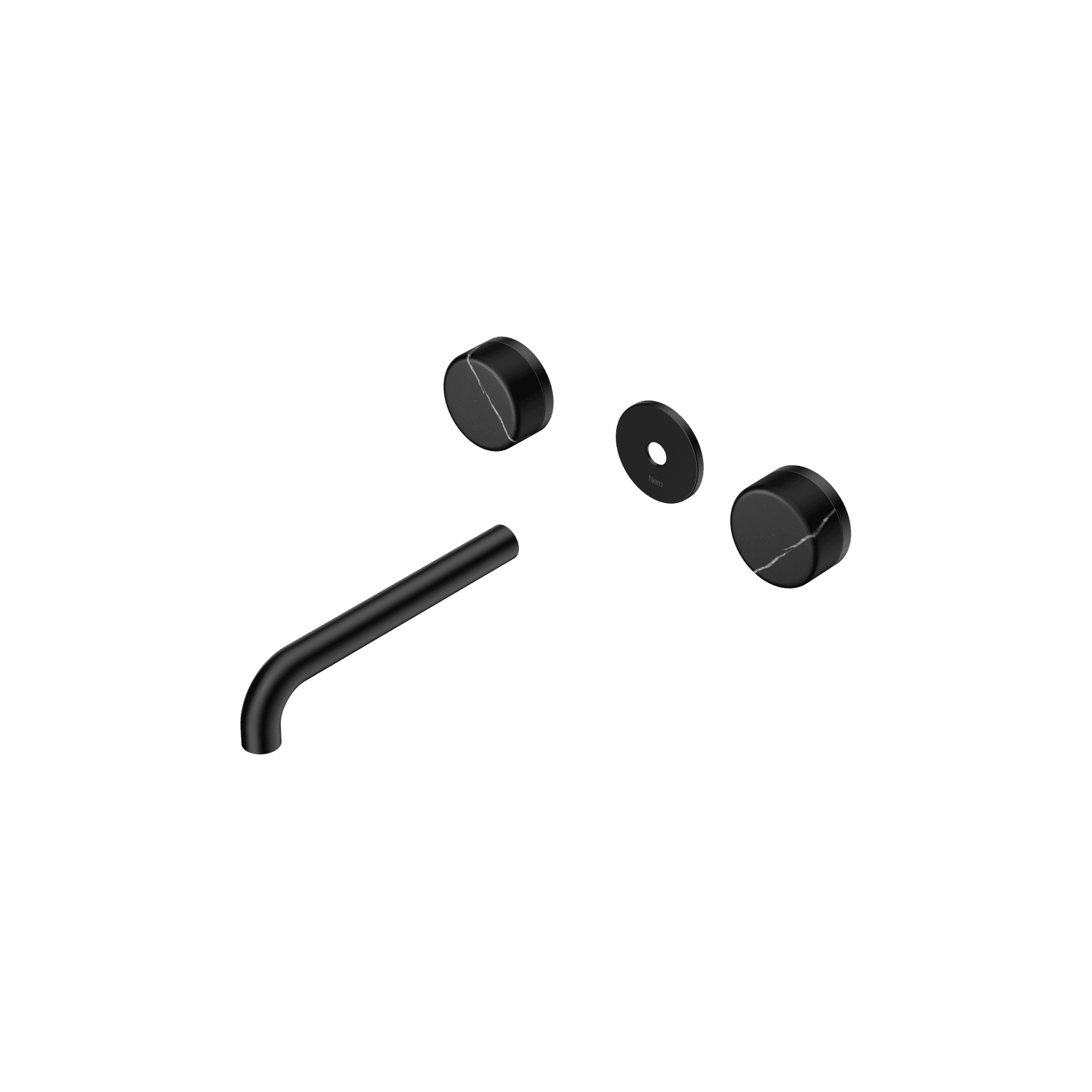 Serenity Wall Basin 185mm Spout + Marquina Black Handle Matte Black gallery detail image