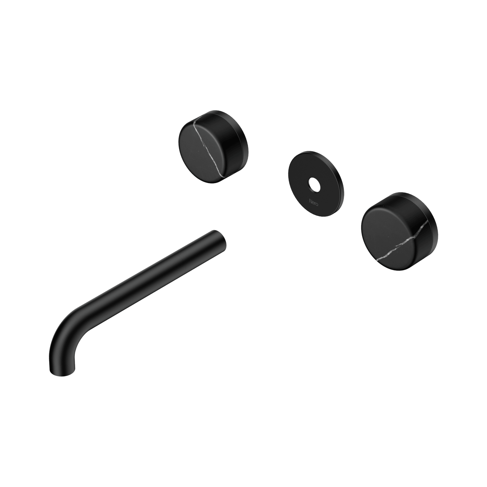 Serenity Wall Basin 185mm Spout + Marquina Black Handle Matte Black gallery detail image